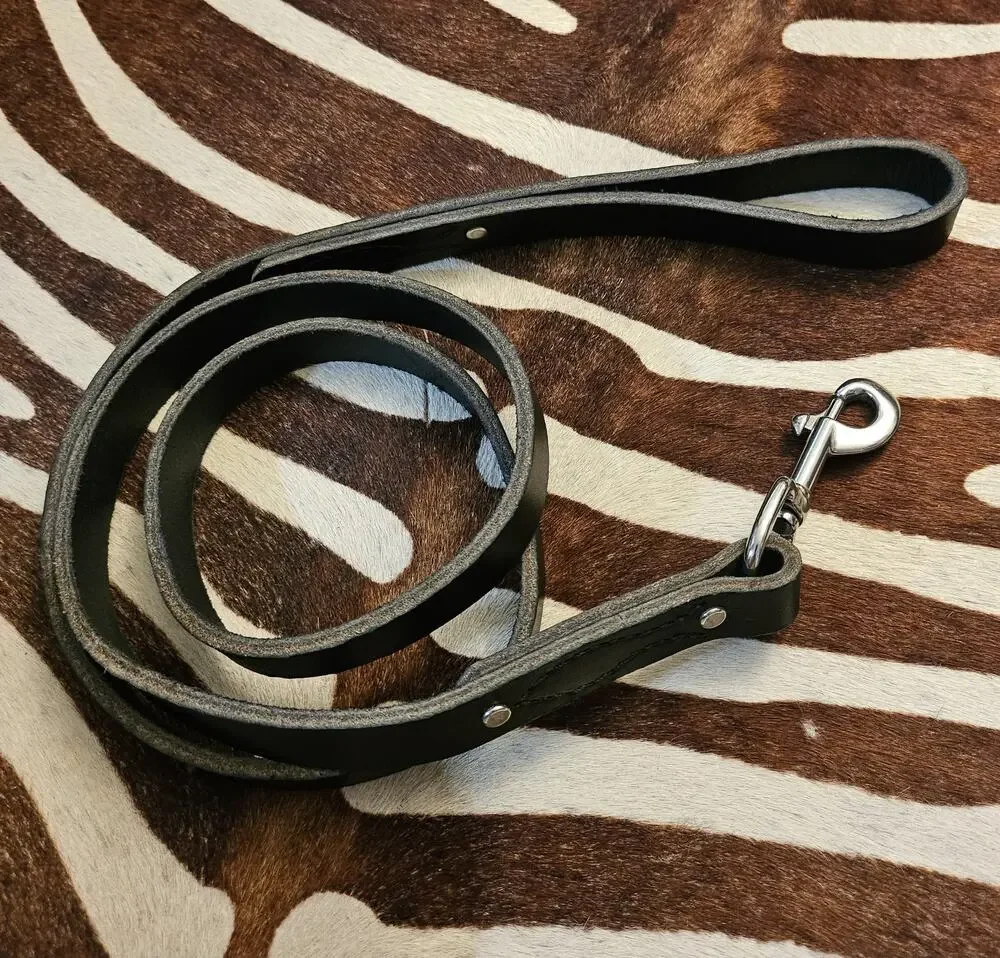 Ray Allen Mfg Signature Leather Leash, 5-Feet x 3/4-Inch, Black